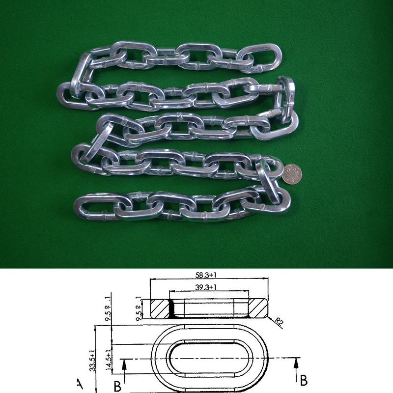 Cadenas cuadradas de aleación de acero de 9,5 mm (recubrimiento de zinc respetuoso con el medio ambiente)