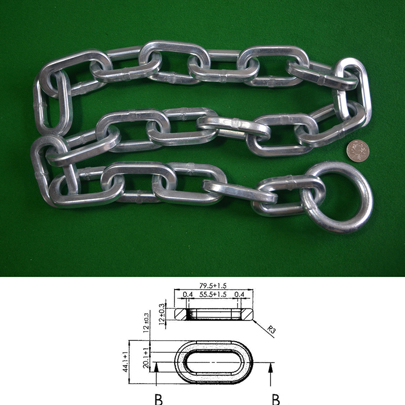 Cadenas cuadradas de aleación de acero de 12 mm (revestimiento de zinc respetuoso con el medio ambiente)